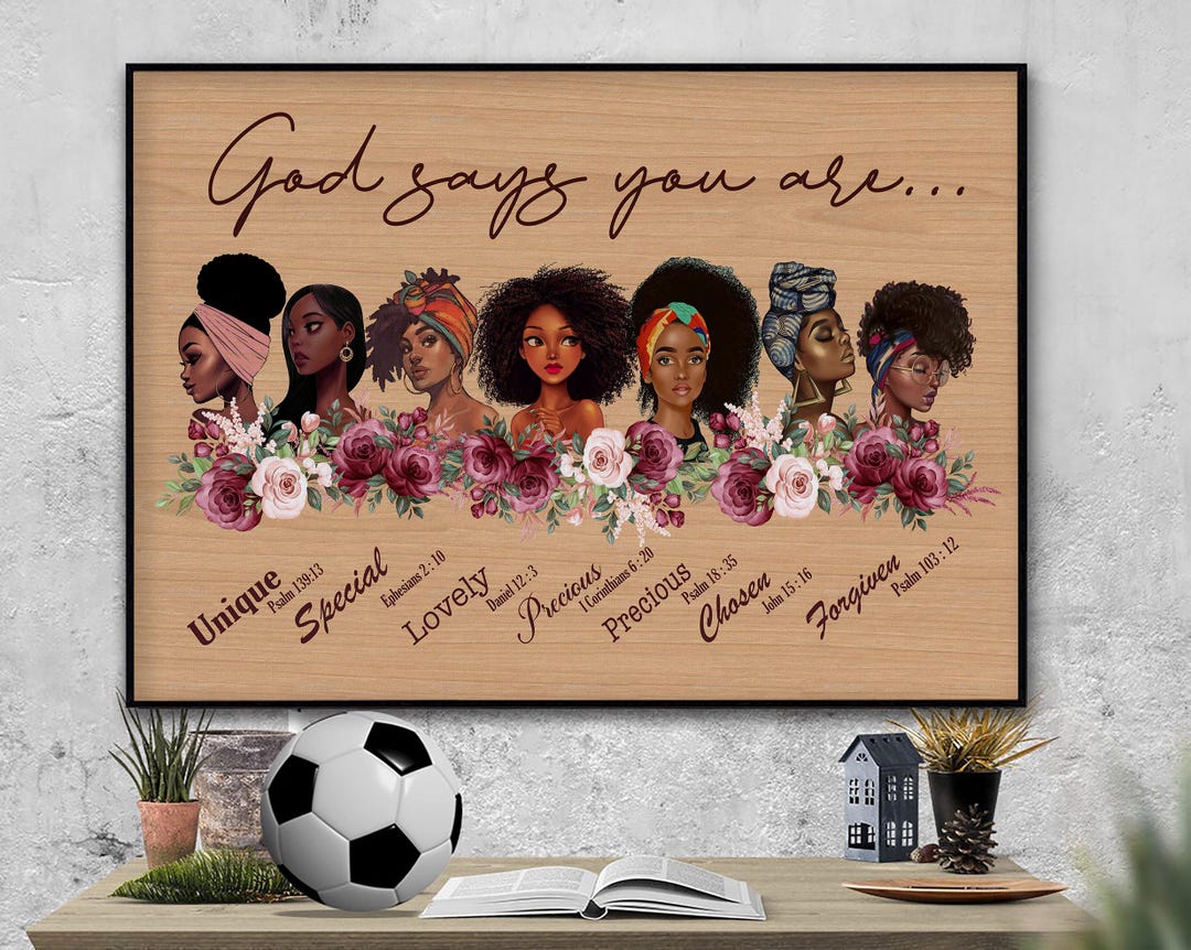 God Says You Are Canvas Wall Art, Black Woman Christian Faith Print ...