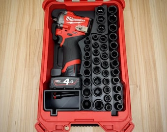 Milwaukee Packout Insert for M12 3/8” Stubby Impact Wrench and Sockets – Compact Organizer for Workshop & Service Van