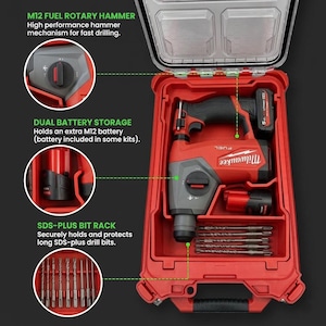 Milwaukee Packout Insert M12 FUEL SDS - Organizzatore professionale stampato in 3D per punte da trapano e batterie