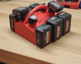 Milwaukee M18 & M12 Battery Holder – 6+4 Slots – 3D Printable File – Workshop Organizer, Tool Storage