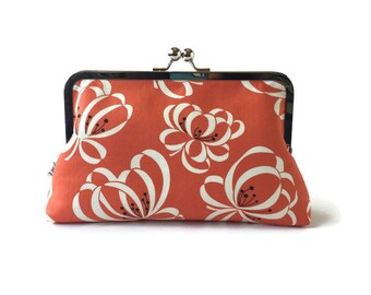 Casual Clutch Purse Evening Clutch Bag Bridesmaids Gifts Women's Clutch in Burnt Orange Fabric