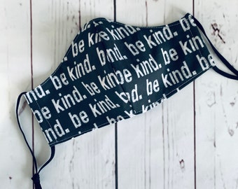 Be Kind Masks Adults Tween Teens Protective Face Mask Cotton Mask Reusable Washable Mask with Filter Pocket Elastic Face Coverings Handmade