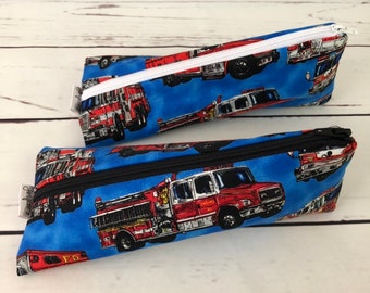 Triangle Pencil Case School Supply Pouch Firetruck Eyeglass Case Toiletry Case Electronic Charger Case Office Accessory Bag Small Toy Pouch