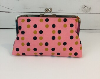 Casual Clutch Purse Wedding Accessory Women's Clutches in Coral Fabric Clutch