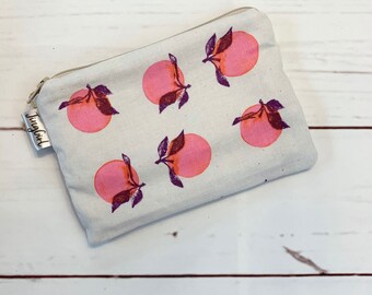 Gray Fabric Fruit Coin Purse Face Mask Face Covering Pouch Zipper Wallet Change Purse Makeup Bag Handmade Gifts for Her Credit Card Holder