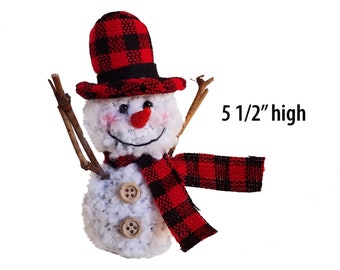 Snowman Ornament - Snowman shelf sitter, snowman decor, snowman gift under 15, teacher gift, Secret Santa gift, snowman wreath attachment