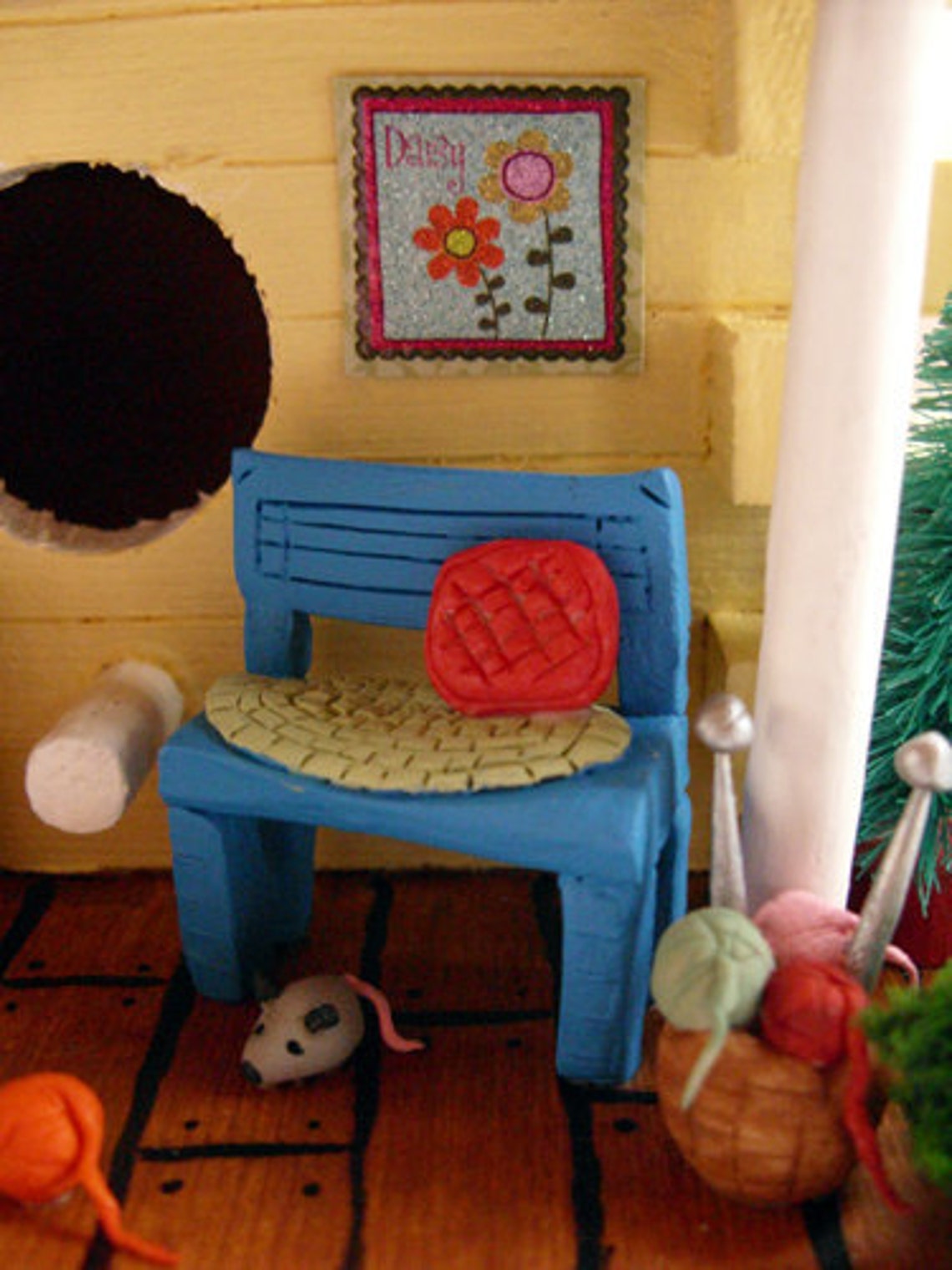 Yellow Birdhouse Spring Flowers Cat Yarn Knitting Etsy