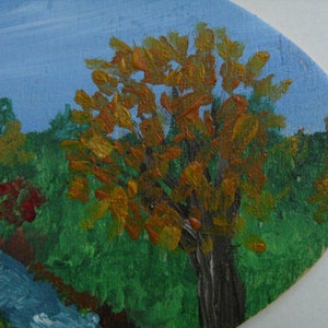 Miniature Original Painting Autumn painting, river painting, miniature art painting, affordable art, collectible art, OOAK art image 3