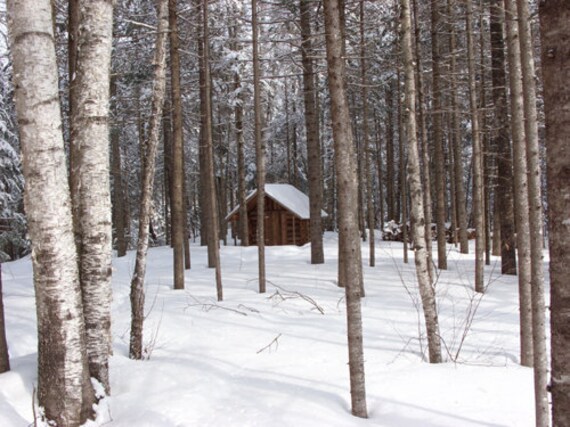 Log Cabin Card Log Cabin In Winter Snow Card Christmas Etsy