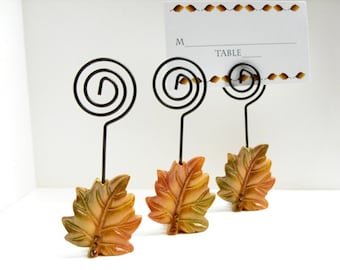 Leaf Recipe Holder - Autumn wedding place card holder, autumn wedding favor, autumn decor, photo holder, gift for cooks, gifts under 10