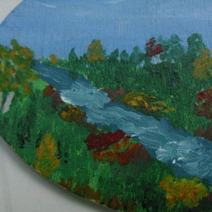 Miniature Original Painting Autumn painting, river painting, miniature art painting, affordable art, collectible art, OOAK art image 2