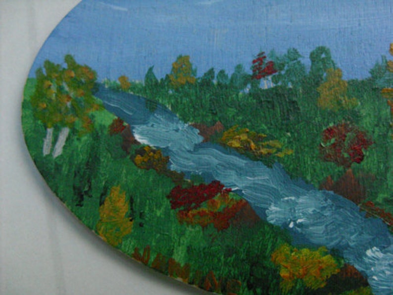 Miniature Original Painting Autumn painting, river painting, miniature art painting, affordable art, collectible art, OOAK art image 2