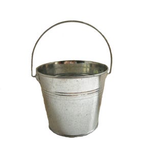 Galvanized Bucket - 5 inch silver metal bucket, stainless steel bucket, flower girl bucket, rustic wedding decor, bucket planter, metal pail