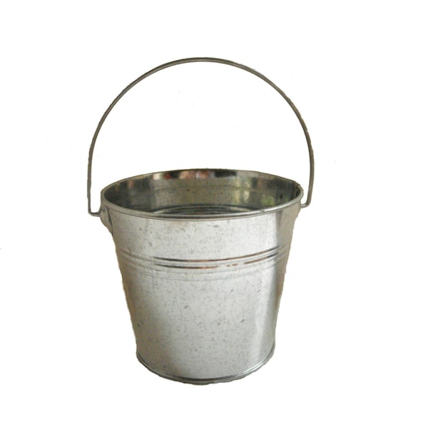Galvanized Bucket - 5 inch silver metal bucket, stainless steel bucket, flower girl bucket, rustic wedding decor, bucket planter, metal pail