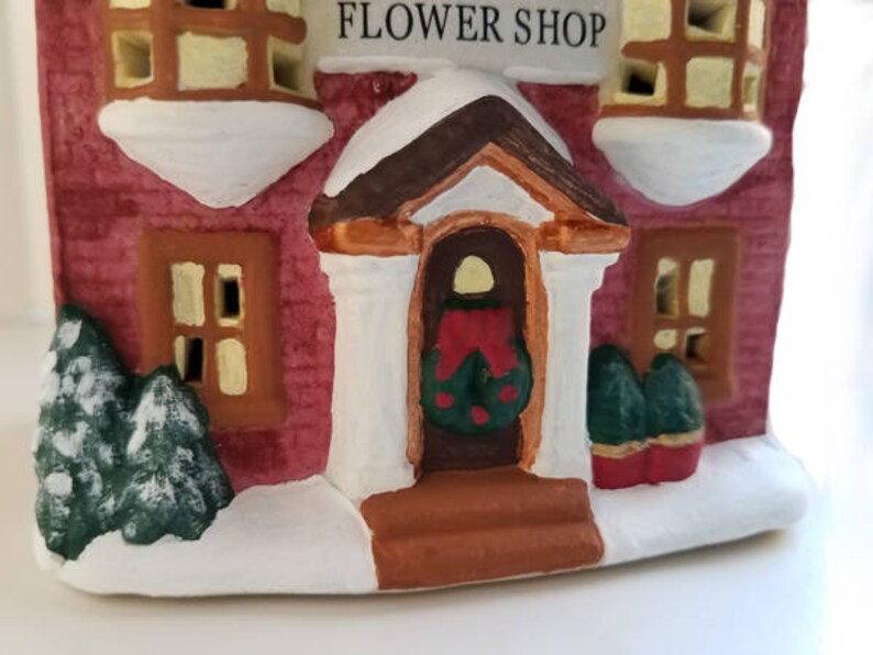 Christmas Village House Miniature Flower Shop Lighted House Etsy