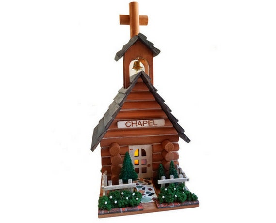Log Cabin Church Country Chapel Log Cabin Figurine Rustic Etsy