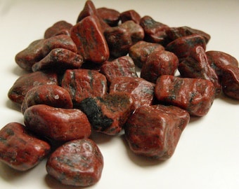 Red Jasper - Brecciated poppy jasper, semi- precious chalcedony, 24mm stones, energy, healing, semi tumbled red jasper for jewelry making