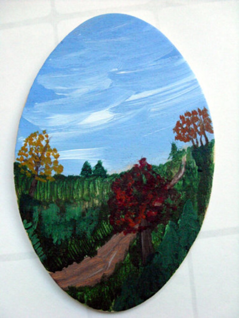 Miniature Original Art Autumn painting, miniature painting, collectible art, autumn decor, OOAK art, OOAK painting, affordable art image 1