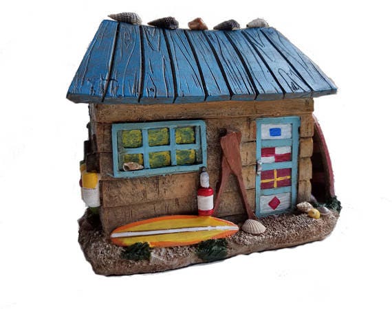 Beach Hut Fairy Garden House Figurine Miniature Surf - Miniature Fairy Garden Beach House Beach Hut Fairy Garden House Figurine Miniature Surf - Miniature Fairy Garden Beach House