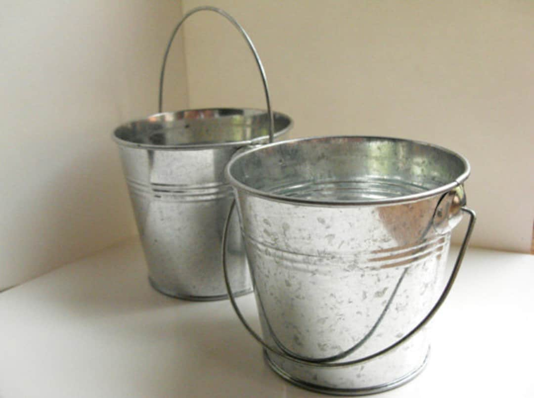 Silvery Metal Bucket With Handle galvanized Buckets Bulk For - Temu