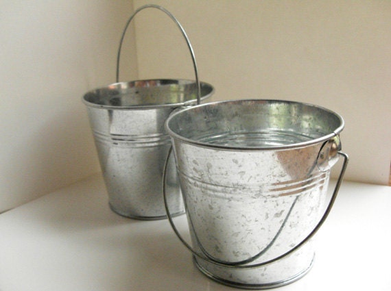 Silver Galvanized Bucket 3 Metal Bucket Small Pail Party Favor