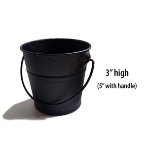 Black Metal Bucket - 3" black pail, miniature bucket, black party favor bucket, black wedding decor, Halloween decor, succulent planter
