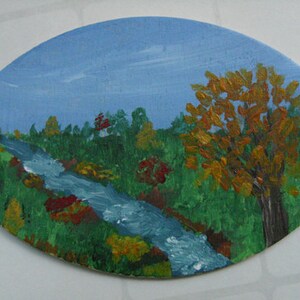 Miniature Original Painting Autumn painting, river painting, miniature art painting, affordable art, collectible art, OOAK art image 1