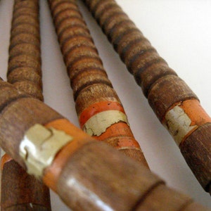 Antique Wood Spool textile quill bobbin, industrial spools, thread organizer, yarn and ribbon organizer, sewing room decor, rustic wedding image 2