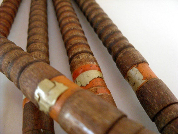 Old wood spool used in weaving - American Ribbon