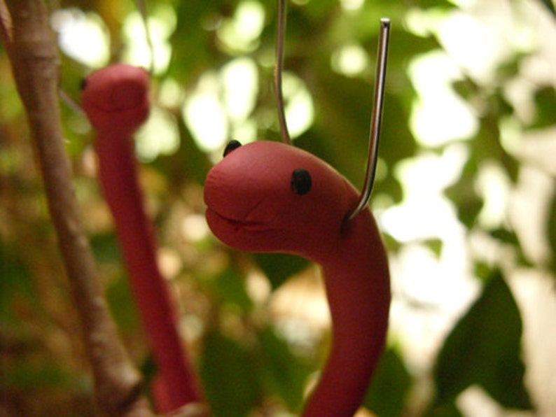 Pink worms ornament earthworms nightcrawler fisherman gift