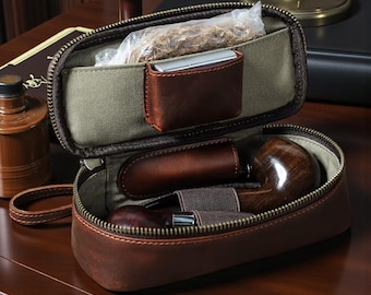 Personalisierte Pfeifentasche aus Leder, Pfeifentasche für Papa, Geschenk für den Vatertagsgeschenk für Papa