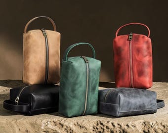 Personalisierte Leder Tech Organizer Tasche, echte Rindsleder Reisetasche