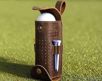 Leder Golfball Tee Beutel Geschenk für Papa mit individueller Gravur