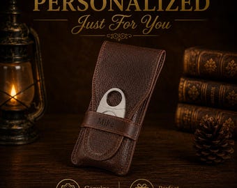Leder Zigarrenetui Custom Name Travel Humidor Halter mit Cutter
