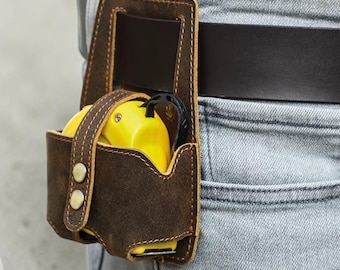 Maßhalter aus Leder mit individueller Gravur, Geschenk für Papa, Werkzeughalter