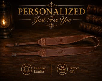 Personalisierter Kameragurt aus echtem Leder, benutzerdefinierte gravierte DSLR Umhängegurt, Fotograf Geschenk
