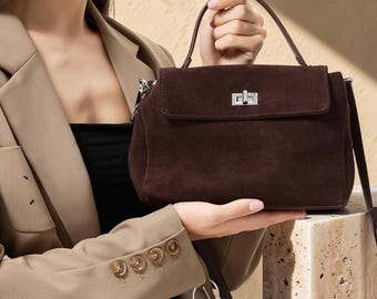 Wildleder Leder Umhängetasche Benutzerdefinierte Name Frauen Messenger Geldbörse