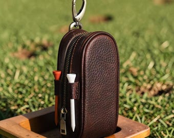 Leder Golfballhalter mit individueller Gravur Geschenk für Papa Golf Pouch