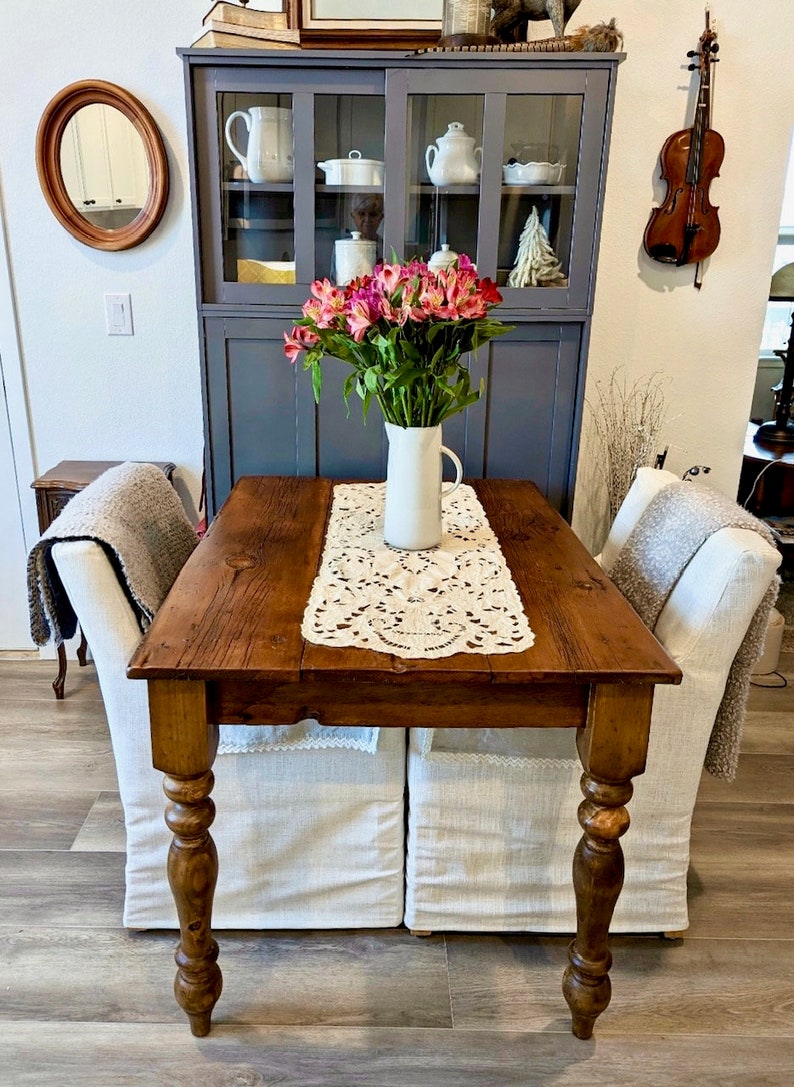 The Petite Farmhouse Table Handmade with Reclaimed Barn Wood with Optional Drawer image 2