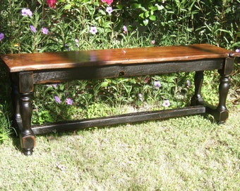 The Aberdeen Bench - Handmade Classic Trestle Style Farmhouse Bench Made with Reclaimed Wood