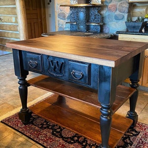 The Monogrammed Butcher Block Kitchen Island