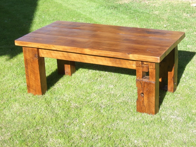 The Bartlett Barn Beam Coffee Table Handmade with Reclaimed Wood by Arcadian Cottage Bild 1