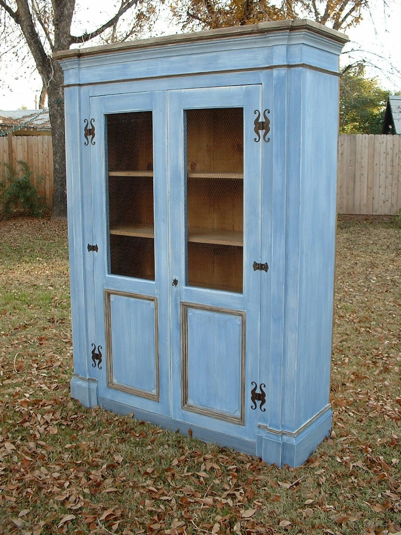 Large Wooden Handmade Painted Cabinet with Old World Charm by Arcadian Cottage The Canterbury Cabinet