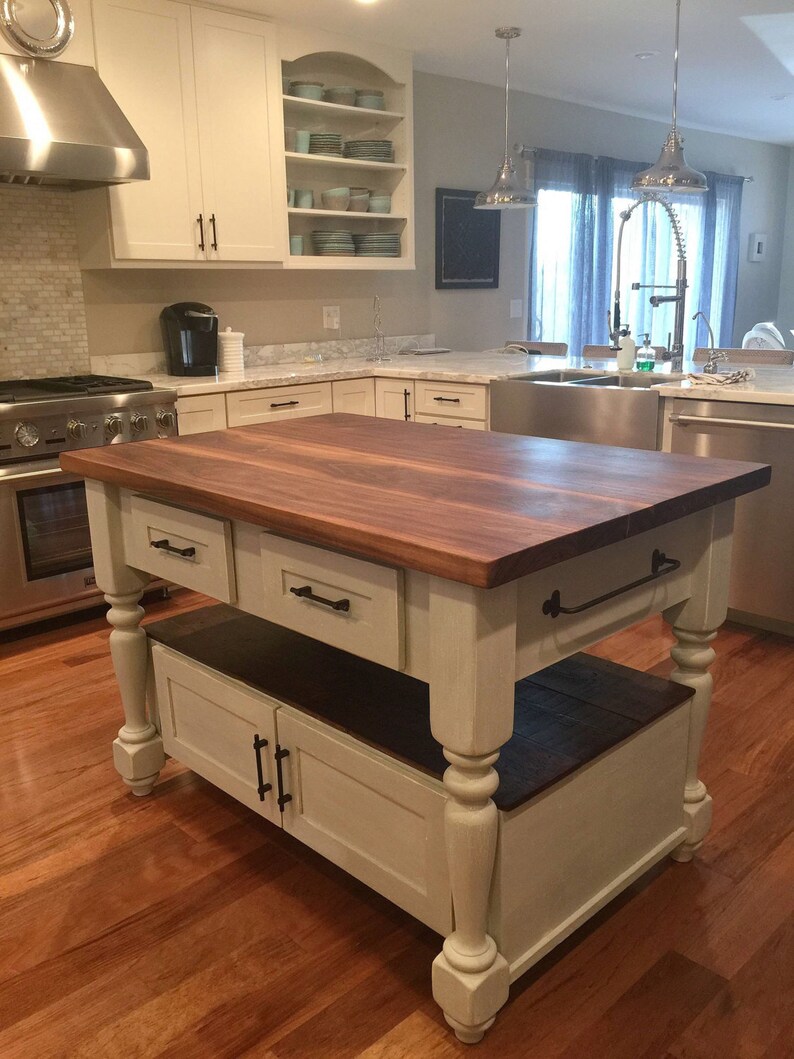 The Livingston Kitchen Island With Walnut Butcher Block Top