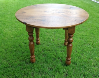 The Dubliner Farmhouse Table - Handmade Round Wooden Pub Style Table made with Reclaimed Wood by Arcadian Cottage