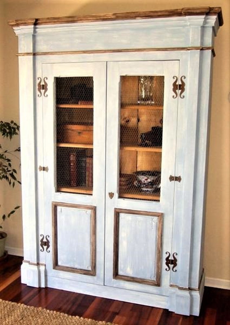 Large Wooden Handmade Painted Cabinet with Old World Charm by Arcadian Cottage The Canterbury Cabinet