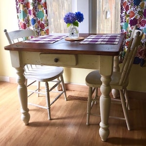 The Petite Farmhouse Table Handmade with Reclaimed Barn Wood with Optional Drawer image 6