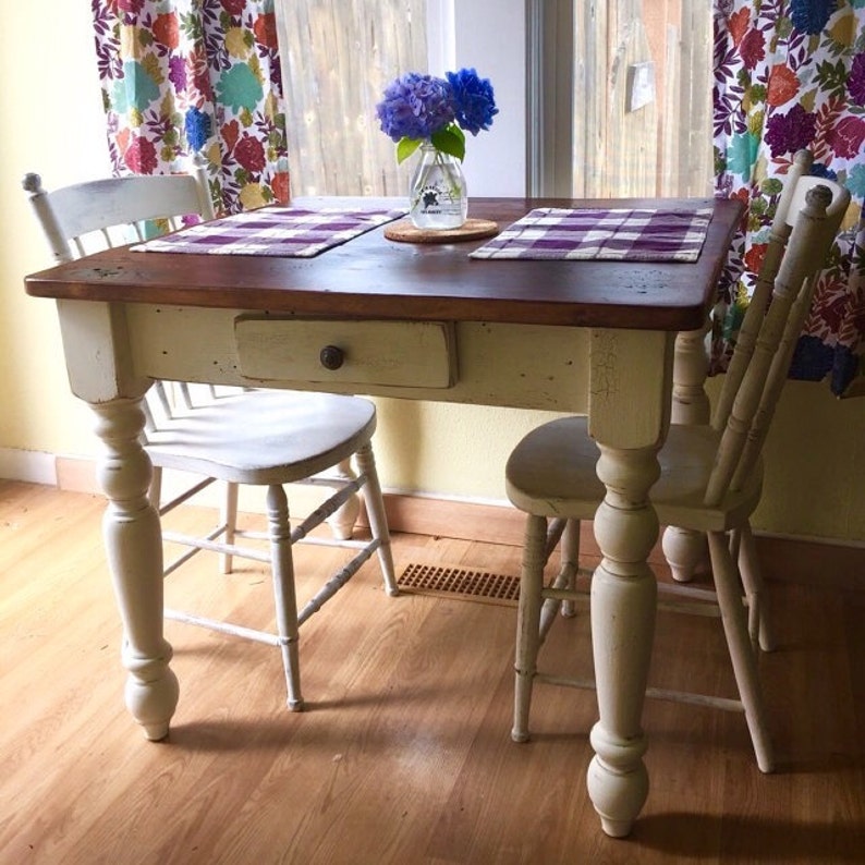 The Petite Farmhouse Table Handmade with Reclaimed Barn Wood with Optional Drawer image 6