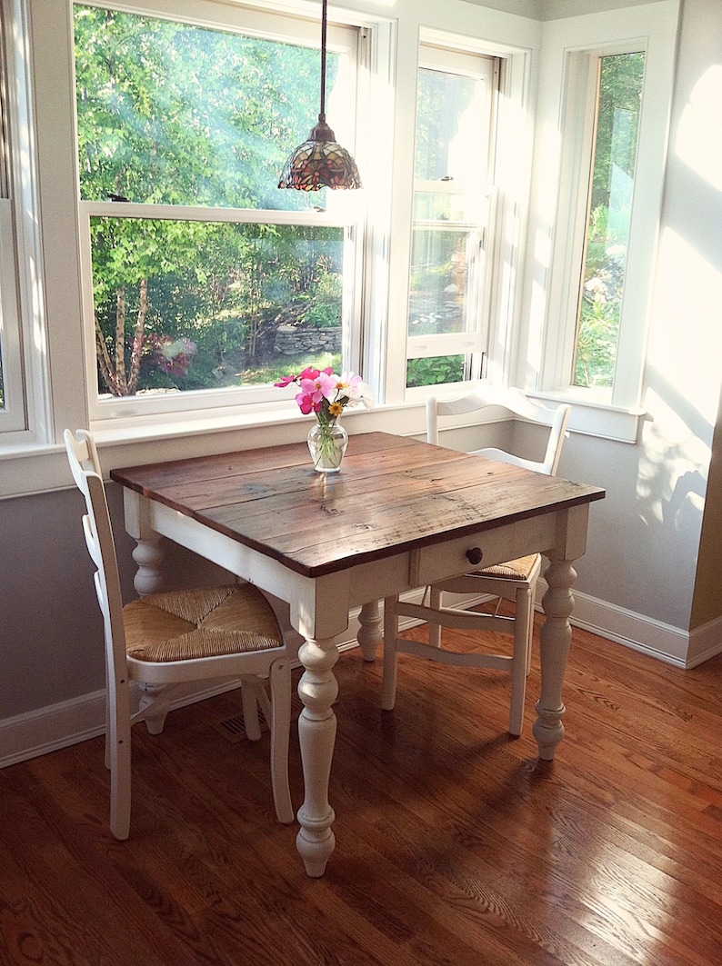 The Petite Farmhouse Table Handmade with Reclaimed Barn Wood with Optional Drawer image 1