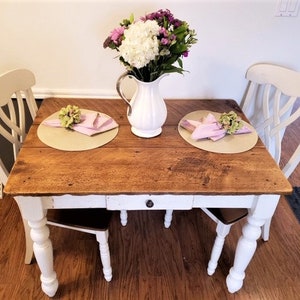 The Petite Farmhouse Table Handmade with Reclaimed Barn Wood with Optional Drawer image 7